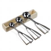 Ice Cream Scoop With Trigger Release Set Of 3 - Stainless Steel Ice Cream Scooper - Ideal For Scoop And Drop Cookie Dough Or Cake By BESSEEK