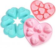 Silicon Heart Molds 3 Pack Diamond Love Mold and Letter Love Mold with Cute Macaron Color, Baking Supplies Can be Use for Chocolate, Cake Candy Baking and Jelly Pudding Handmade