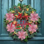 Christmas Flowers Glitter Fake Poinsettia Flowers Christmas Tree New Year Ornaments Flower Decorations 6